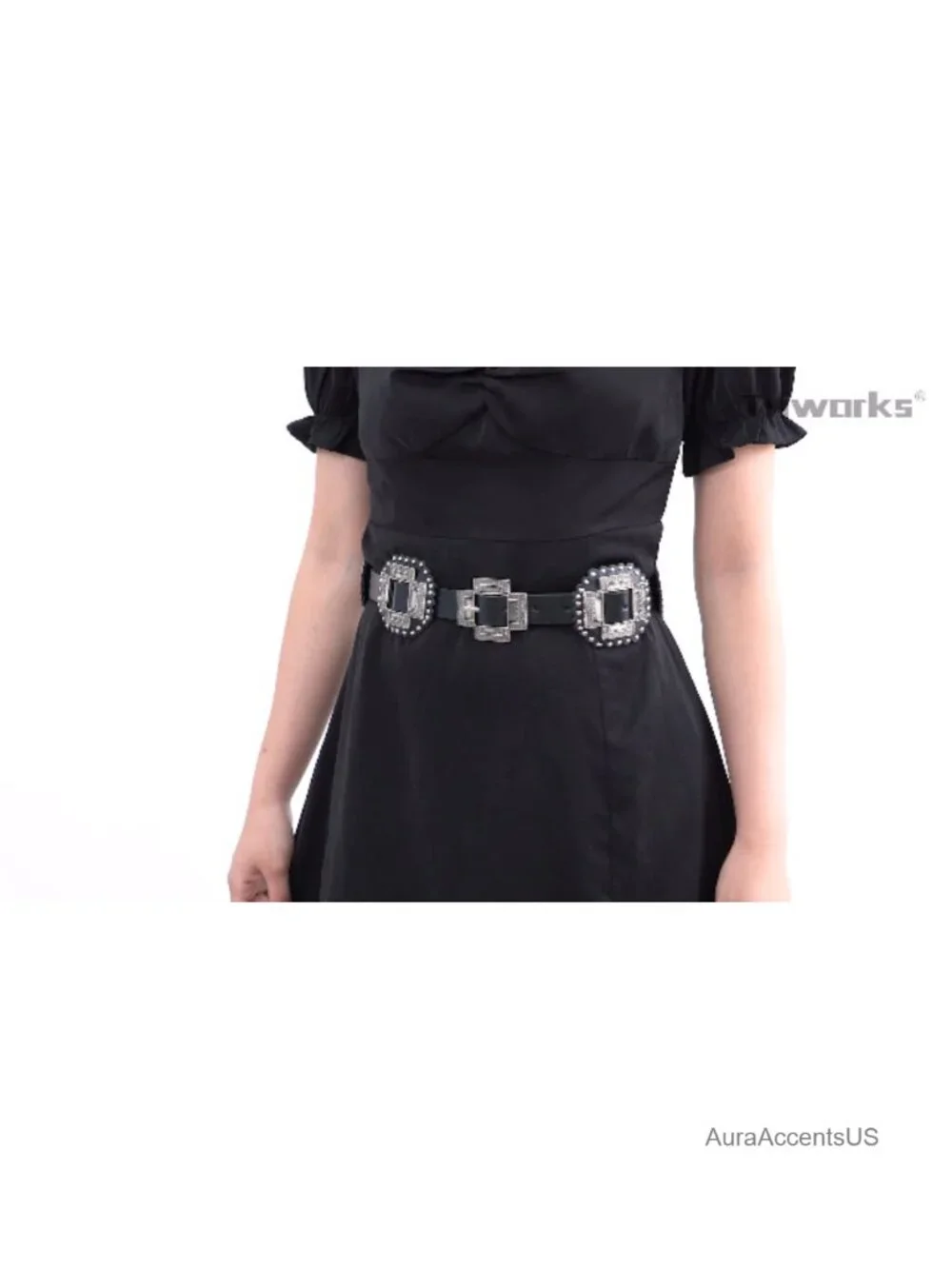 Western Concho Leather Belt Cowgirl Boho Chunky for Dresses Concert Festival